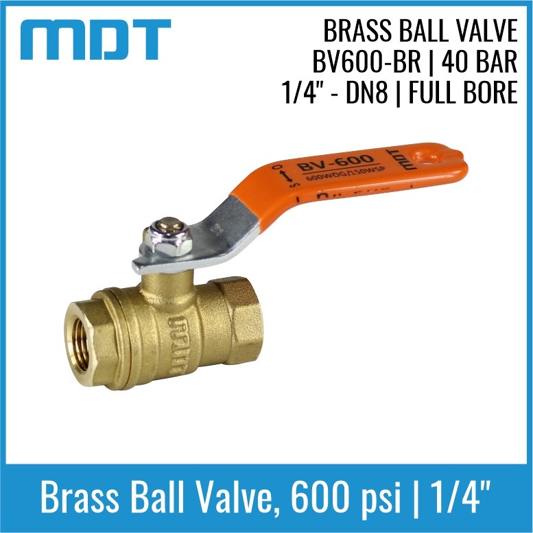 MDT | BV600-BR | Ball Valve, Brass, Full Bore, 1/4"