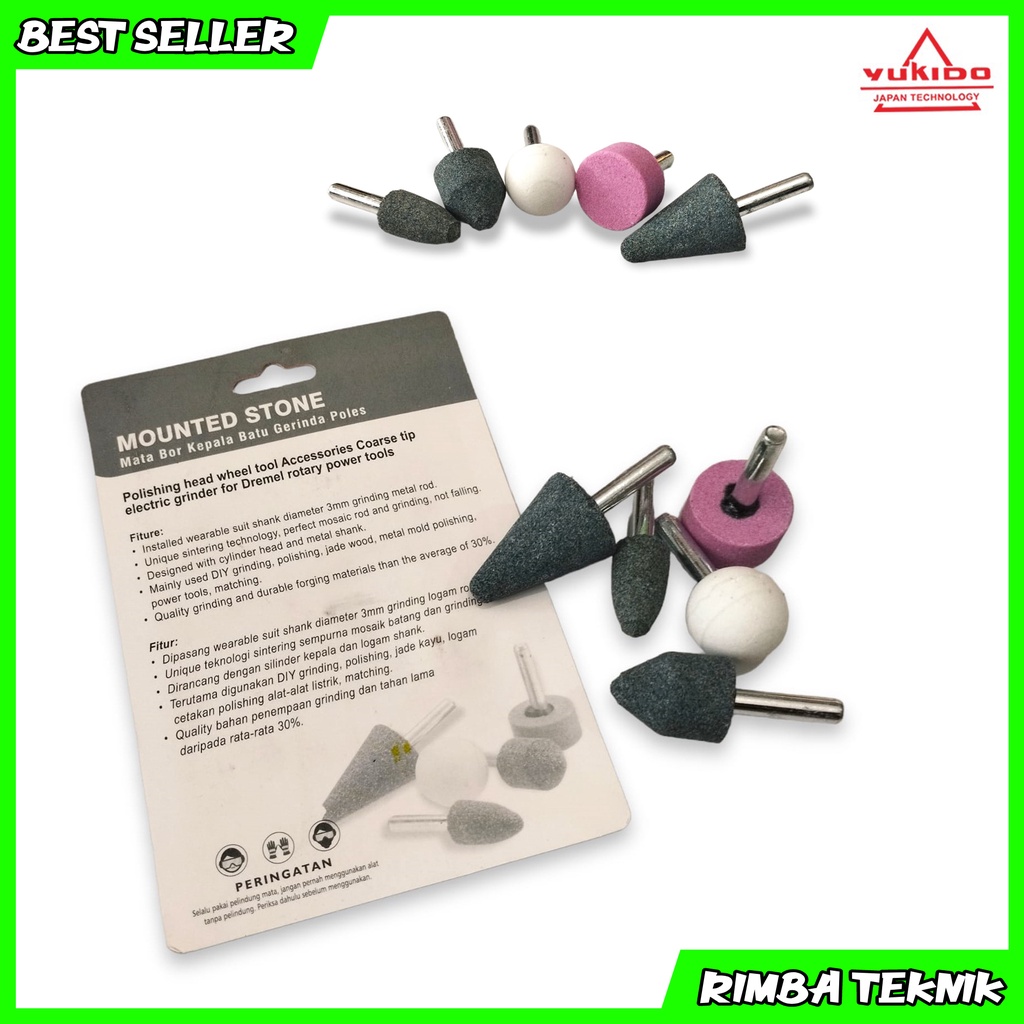 SET MATA BOR BATU ASAH Mata Tuner Batu / Batu Poles / Batu Osco Gerinda YUKIDO 5 Pcs