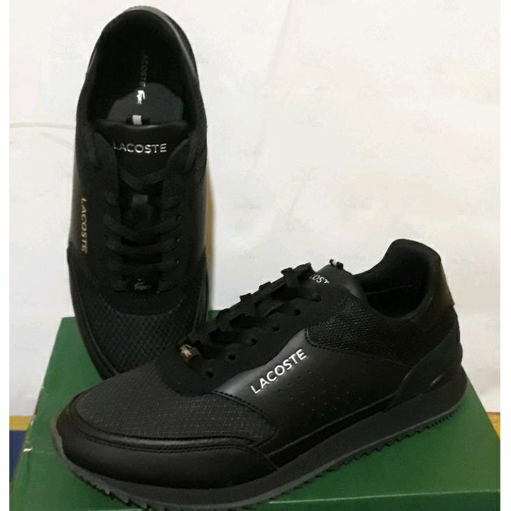 Sepatu kasual Pria Lacoste Partner Luxe Textile Trainers Original BNIB & Tag-Black