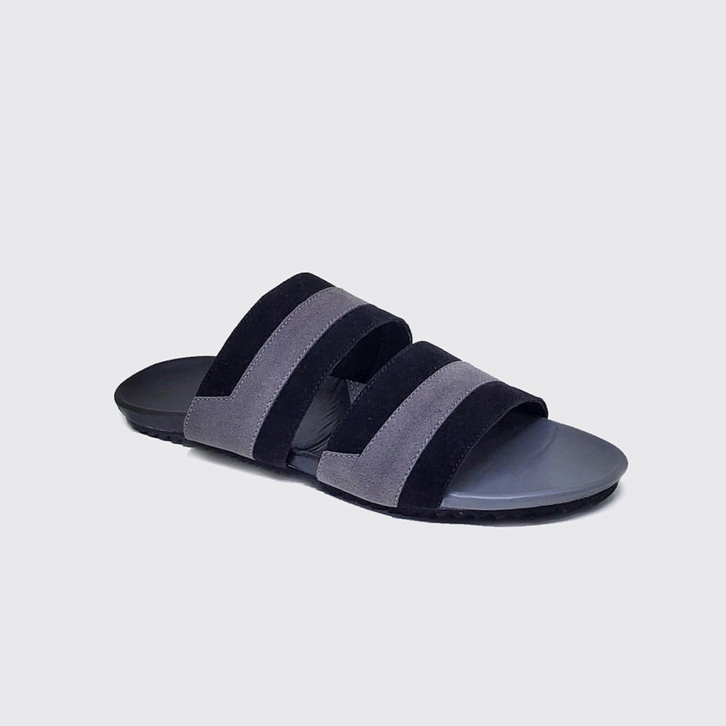 ALZELVIN X ZAGIB | Sandal Pria Black Grey Flat Big Size Sendal Slide Casual Cowok Ukuran Jumbo 43-47