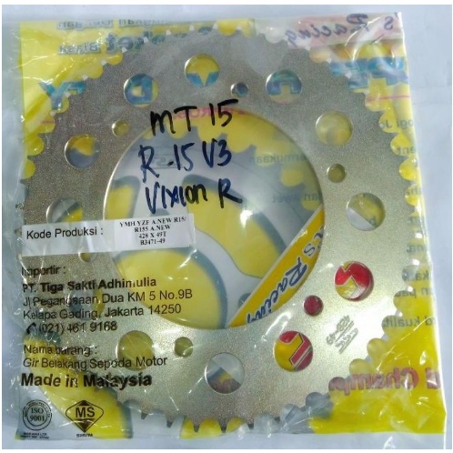 GEAR TARIK R15 V3 SSS 49 T | GEAR SSS XTREME 49T R15 V3 PNP VIXION R 2018 MT 15 ALL BYSON  NEW VIXIO