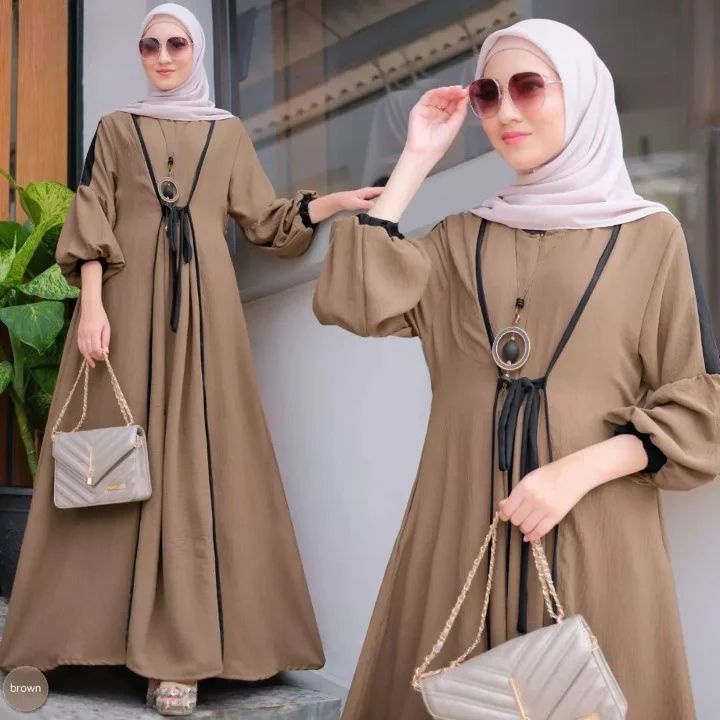 GAMIS WANITA TERBARU ANIQA DRESS BAHAN CRINKLE AIRFLOW MOTIF POLOS UKURAN M L XL LD 100 - 110 CM GAMIS WANITA TERBARU 2023 LEBARAN WANITA DRESS MUSLIM WANITA MAXY DRESS JUMBO