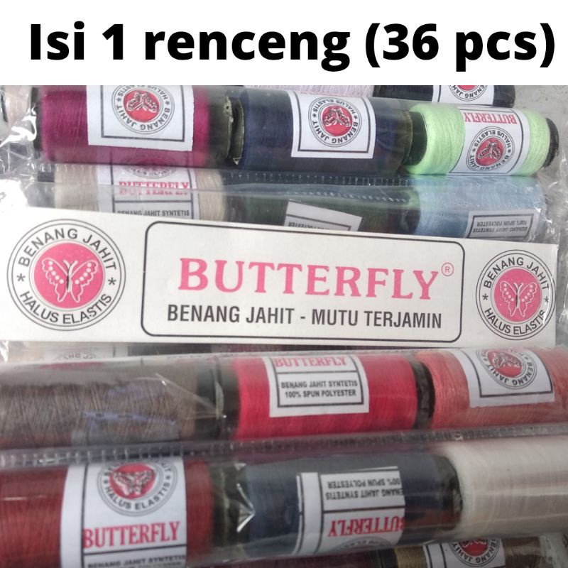 BENANG JAHIT 1 RENCENG BUTTERFLY PANJANG -+ 250 YARD | BENANG JAHIT MURAH