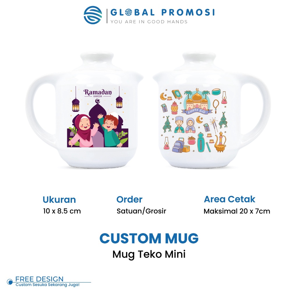 Souvenir Custom Mug Teko Mini Satuan/Grosir Tanpa PO Khusus Pengiriman Ekspedisi