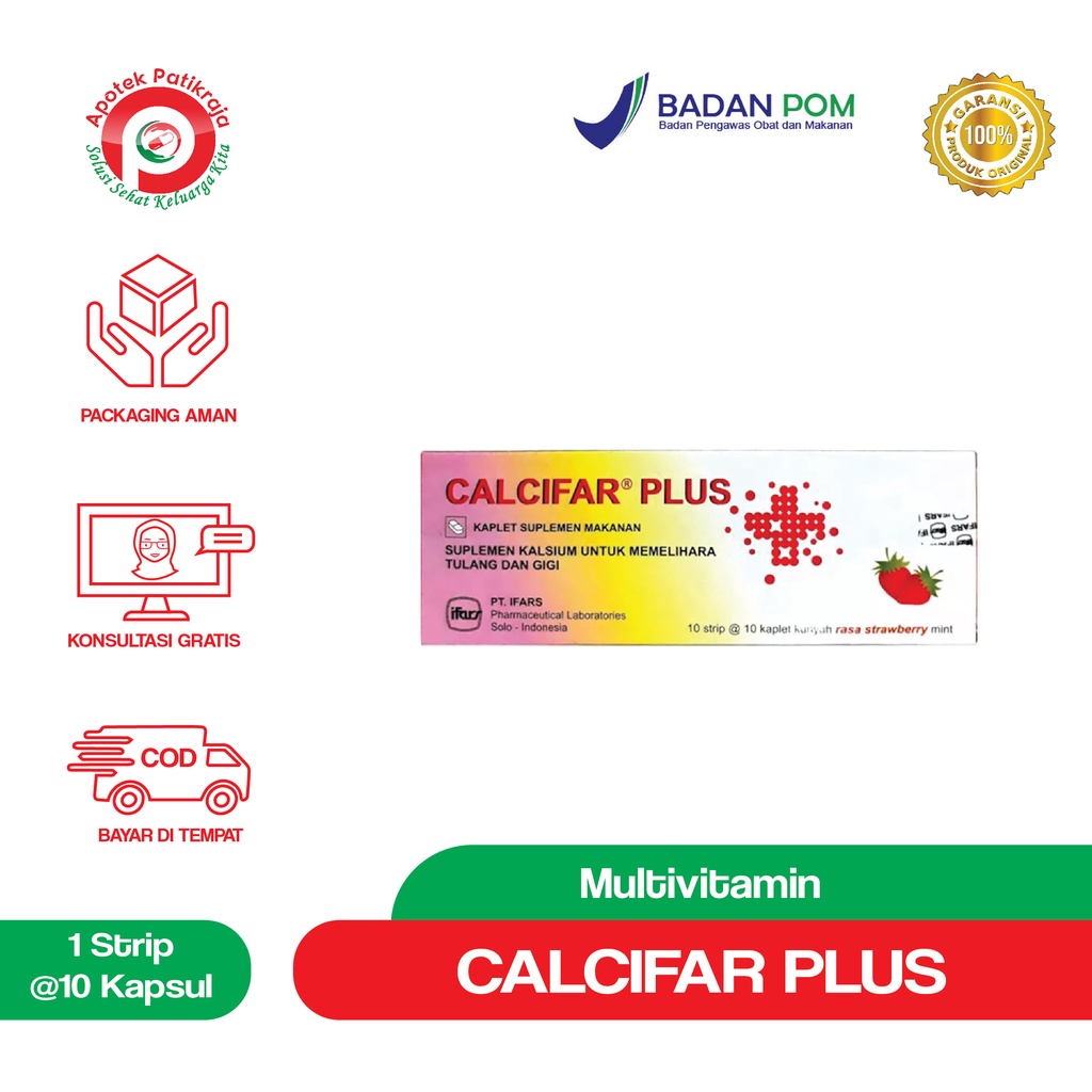 CALCIFAR PLUS 1 STRIP SUPLEMEN VITAMIN KALSIUM TULANG