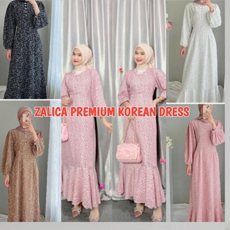 PALING DIMINATI ZALICA FLORAL DRESS FISHTAIL MAXI KOREAN DRESS - ZALICA SHAKILA PREMIUM FLORAL DRESS