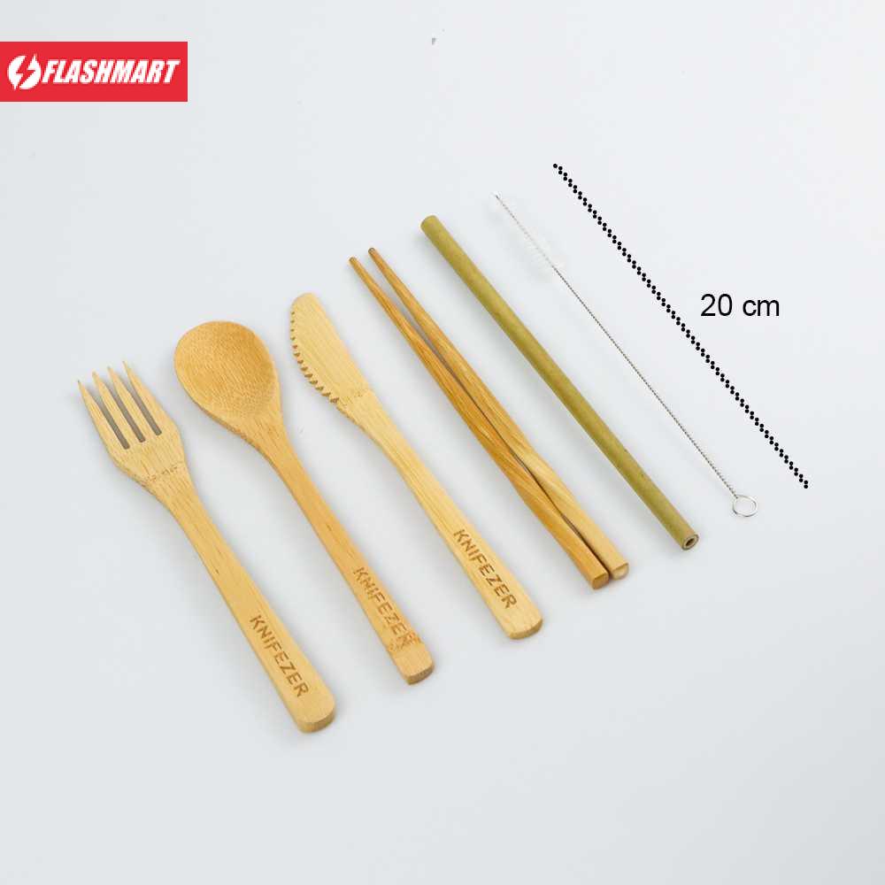 Flashmart Cutlery Set Perlengkapan Makan Japanese Style Bamboo - EA02510