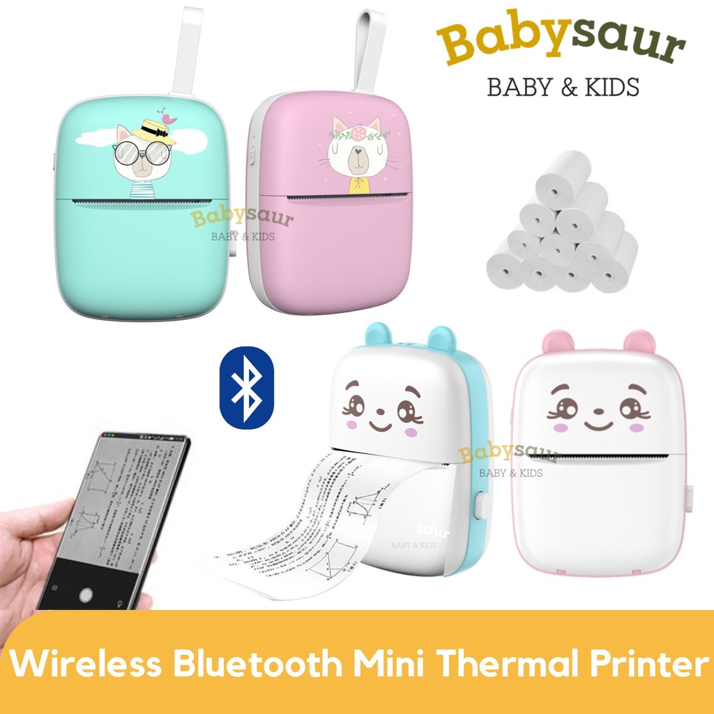 Mini Pocket Portable Bluetooth Printer Thermal Mainan Cetak Foto Handphone Anak Print Resi