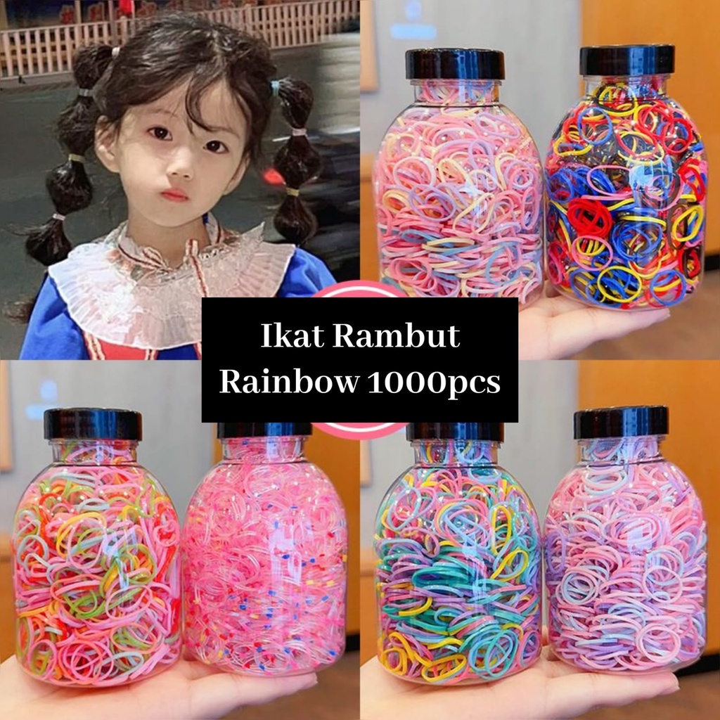 (LOLI-JKT)AK-07 KARET RAMBUT ANAK ELASTIS WARNA HITAM DAN MIX COLLOR SATU CUP = 1000PCS