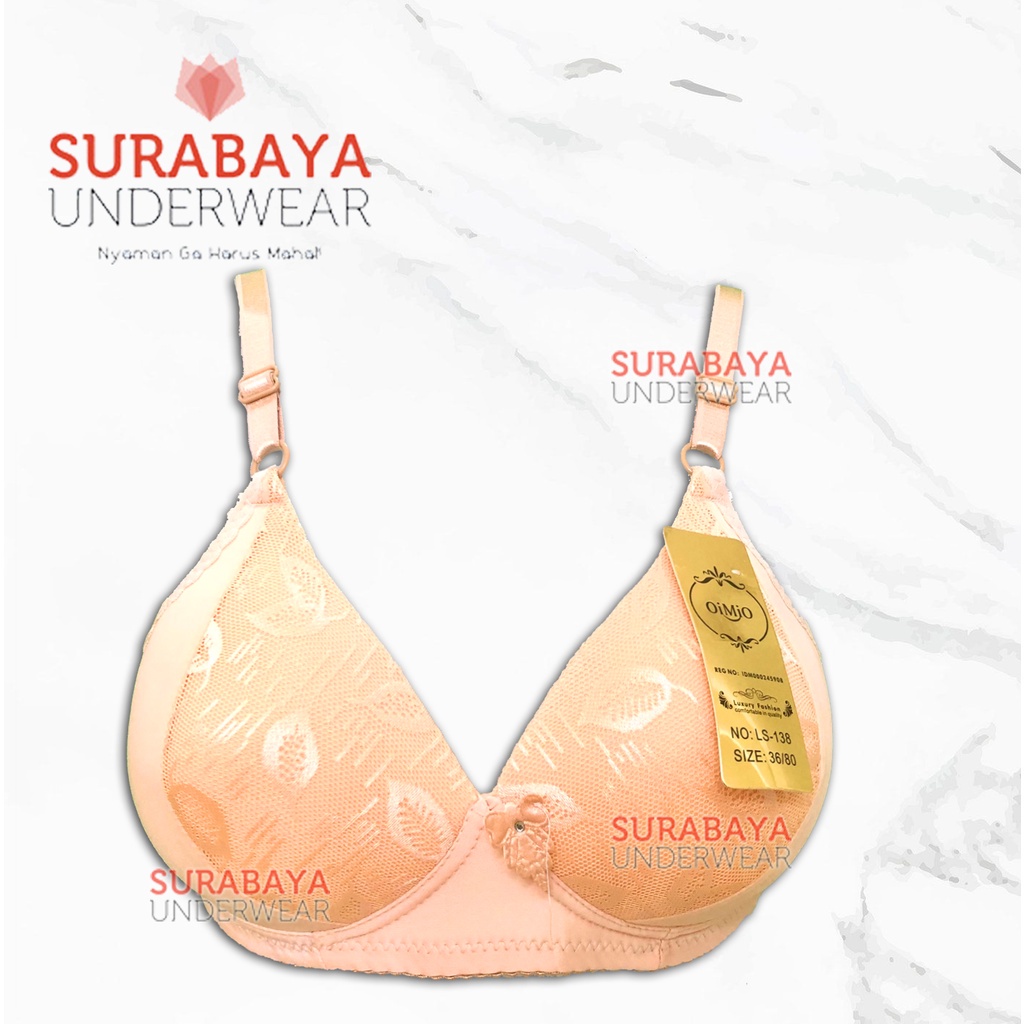 BRA BH BUSA TIPIS TANPA KAWAT MOTIF DAUN KAIT 3 SZ 36-42