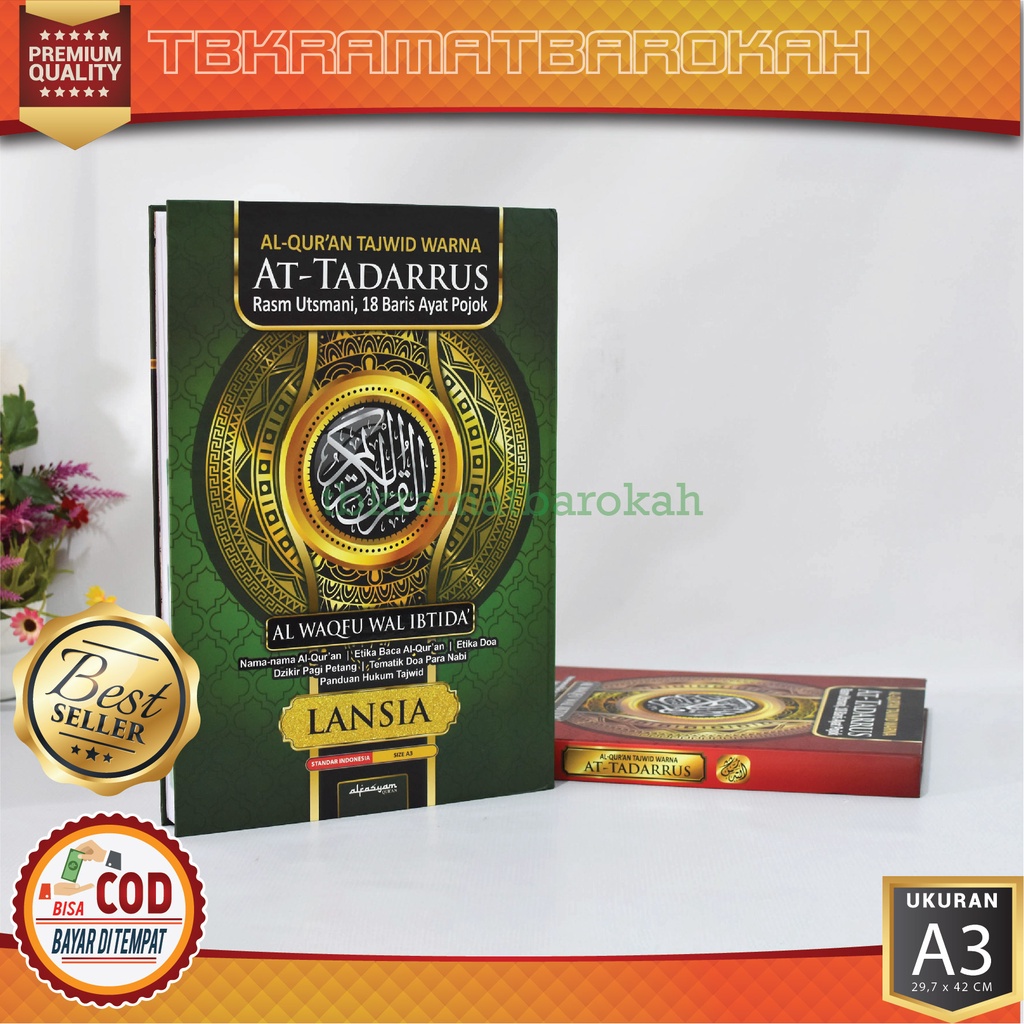 Mushaf Al Quran At-Tadarrus Jumbo 42x30 Cm Alquran Jumbo A3 Warna Tanpa Terjemahan Non Terjemah Supe