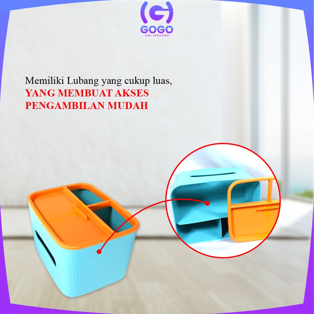 GOGO-C826 Kotak Tissue Plastik Box Storage Kotak Penyimpanan Multifungsi / Kotak Tempat Tisu Holder Remote Phone Kosmetik Serbaguna