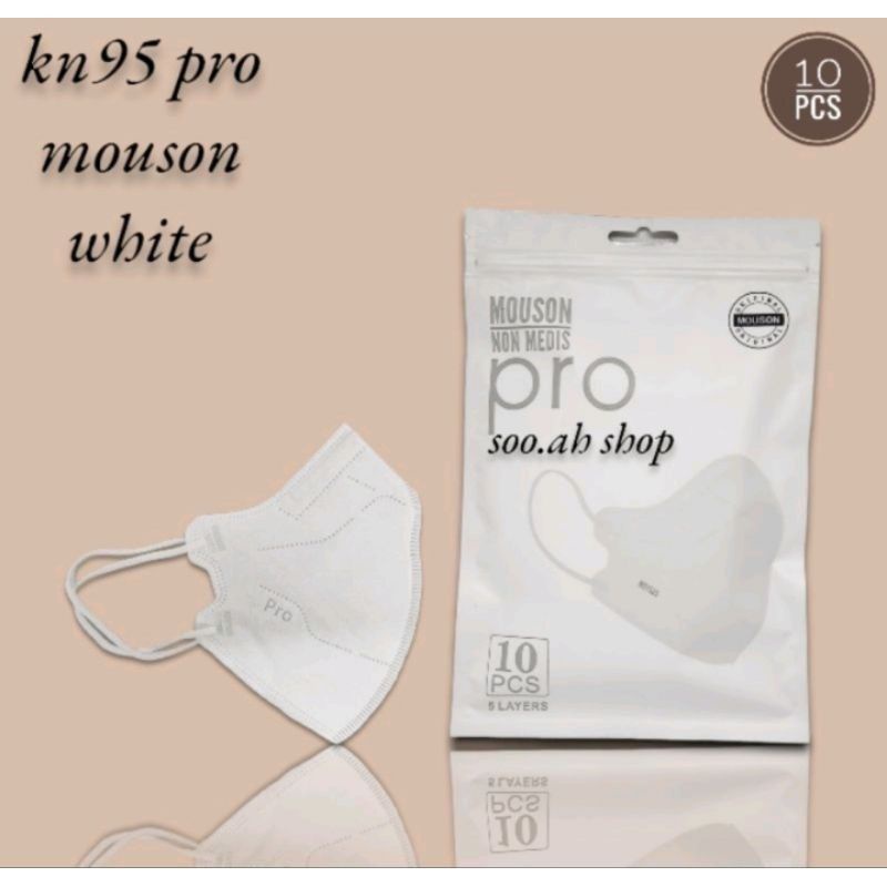 Masker Mouson KN95 Pro Masker Non Medis Sekali Pakai warna putih-hitam