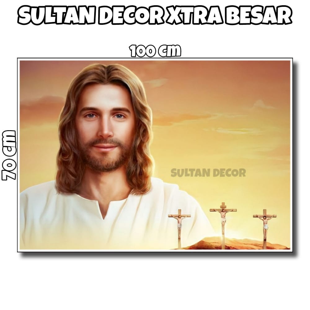 LUKISAN POSTER CETAK YESUS JUMBO 3D XTRA BESAR UKURAN 100X50CM 100X70CM 150X100CM 200X100CM 250X100C