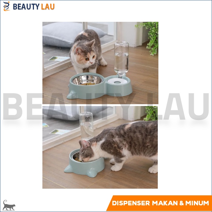 TEMPAT MAKAN MINUM KUCING ANJING STAINLESS PET FOOD WATER DISPENSER KUCING ANJING