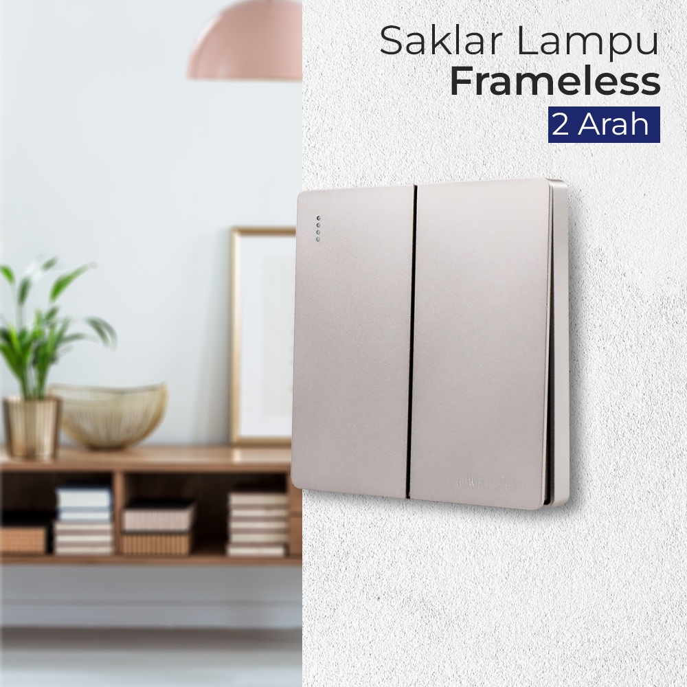 Cetekan Lampu Saklar Lampu 2 Arah Modern Elegan Aesthetic Frameless Luxury Panel Switch Rumah Kantor Cetekan 2 Arah Atas Bawah 1/2/3 Tombol