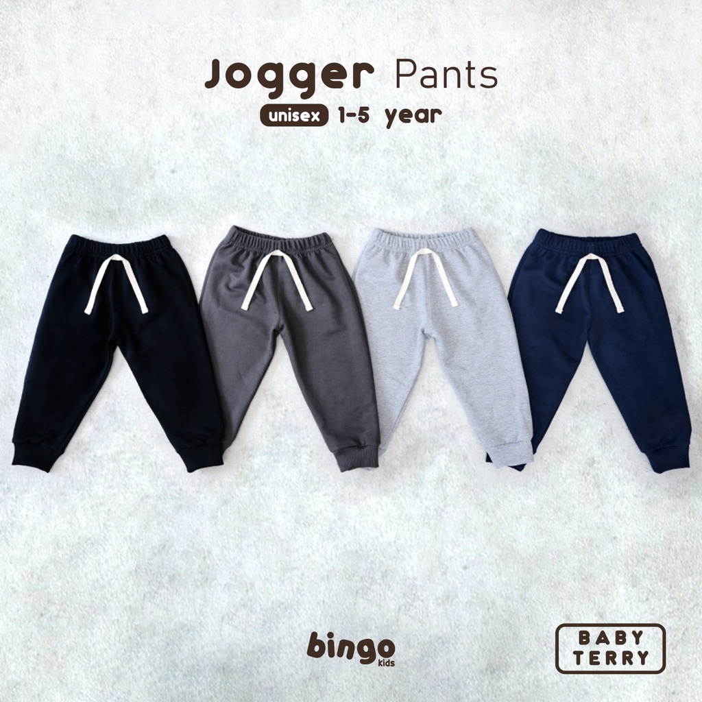 BINGOKIDS | JOGGER PANTS / Celana Jogger Panjang Anak Balita 1-5 Tahun               Anak Laki Perempuan Unisex Baby Terry Premium Coklat Khaki Cream Olive Green Hijau