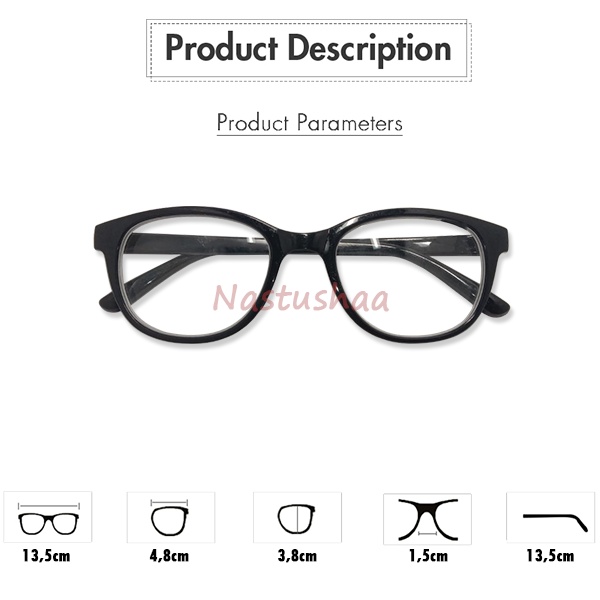 Kacamata Minus RABUN JAUH Lensa (-0.50 s/d -4.00) Frame Pria/Wanita Model Oval Hitam Kacamata Miopi Unisex NOCASE