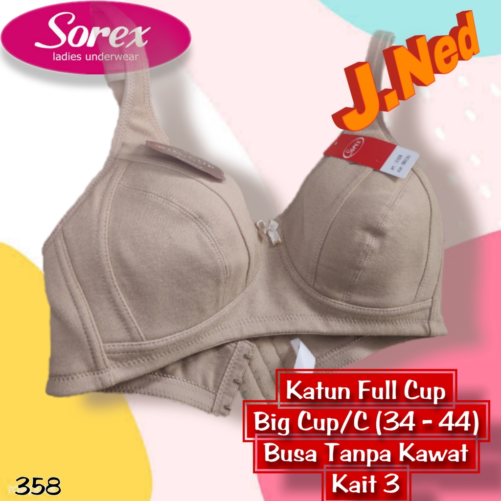 J358 BRA BUSA TANPA KAWAT CUP BESAR 36D - 44D TIGA PENGAIT