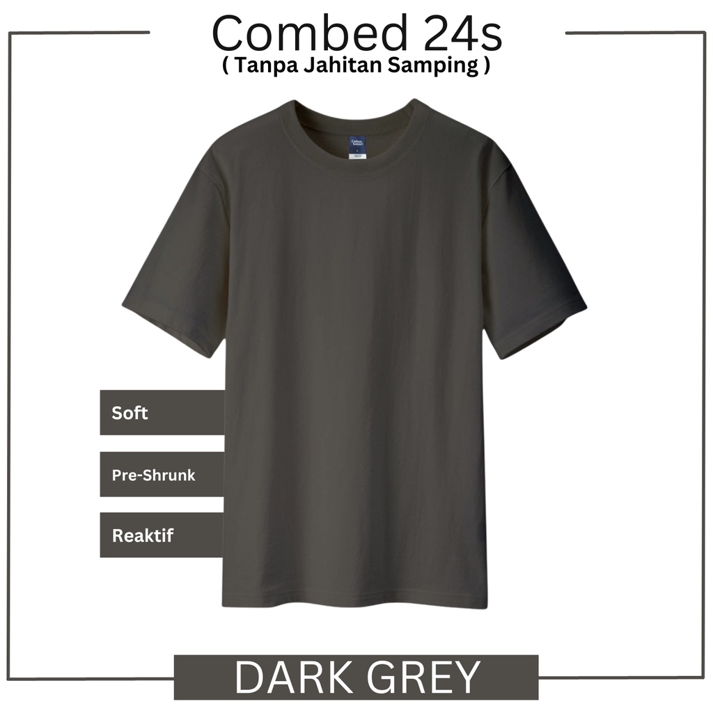 KAOS BASIC - DARK GREY [ COTTON COMBED 24s BUILT UP ] | Kaos Polos pria wanita