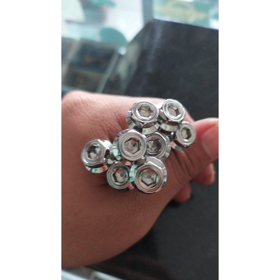 Probolt 2 kunci stenlis stainless M8x45 drat 12 4,5cm baut breket knalpot matic yamaha mio smile j m