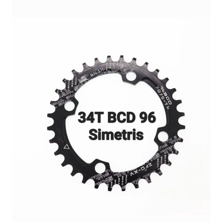 Snail Chainring 34T BCD 96 Simetris Chain ring Narrow wide Hitam