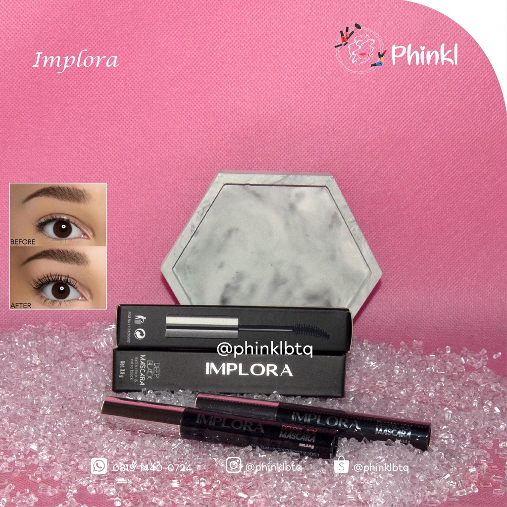 `ღ´ PHINKL `ღ´ ɪ ᴍ ᴘ ʟ ᴏ ʀ ᴀ   Implora deep black mascara waterproof anti air tahan lama transferproof bulu mata cetar extension