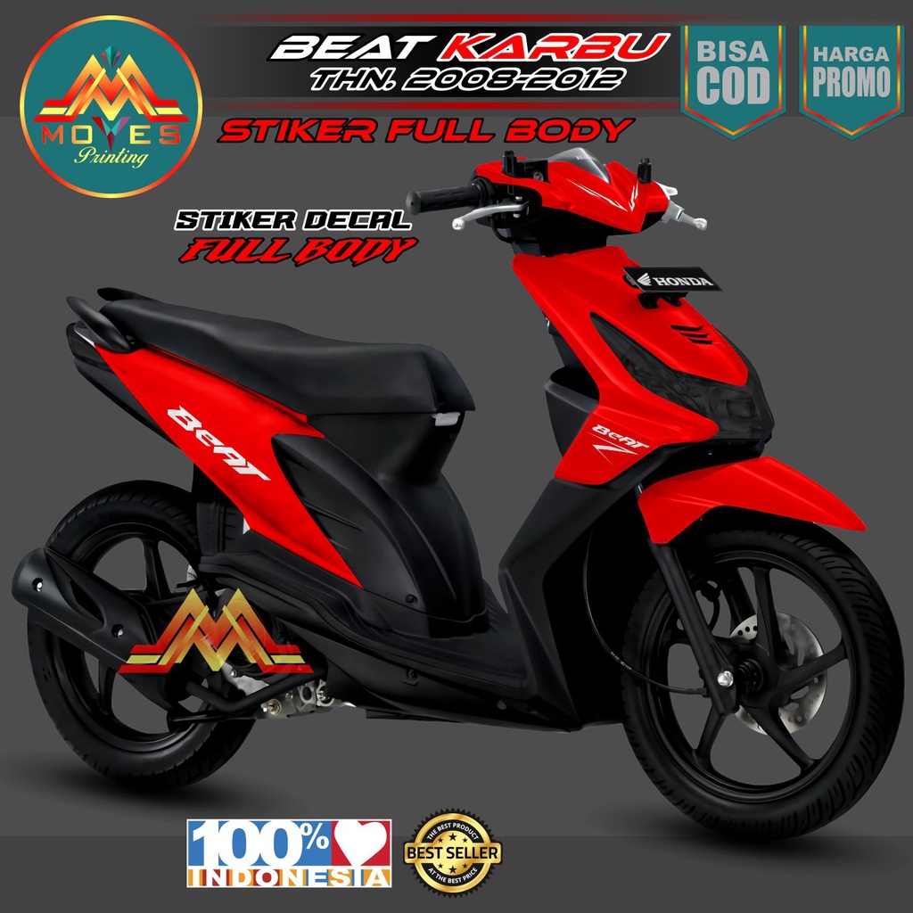 Bisa COD POLOSAN Stiker Untuk Motor Beat Karbu Decal Full Body Simple Aksesoris Kendaraan Keren Hond