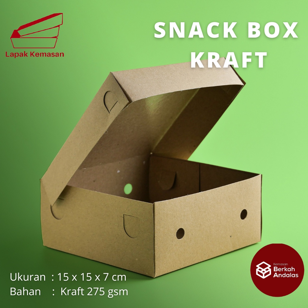 SNACK BOX/KOTAK KUE/BAHAN KRAFT/BOX SNACK/PACKAGING/SNACK/BOX/GANTUNG/15x15x7
