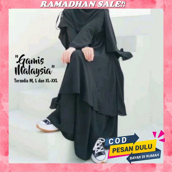 Fitri Dress Wanita Fashion Muslim Kekinian Jumbo Ld 110 Bahan Ceruty Babydoll Full Puring Motif Prin
