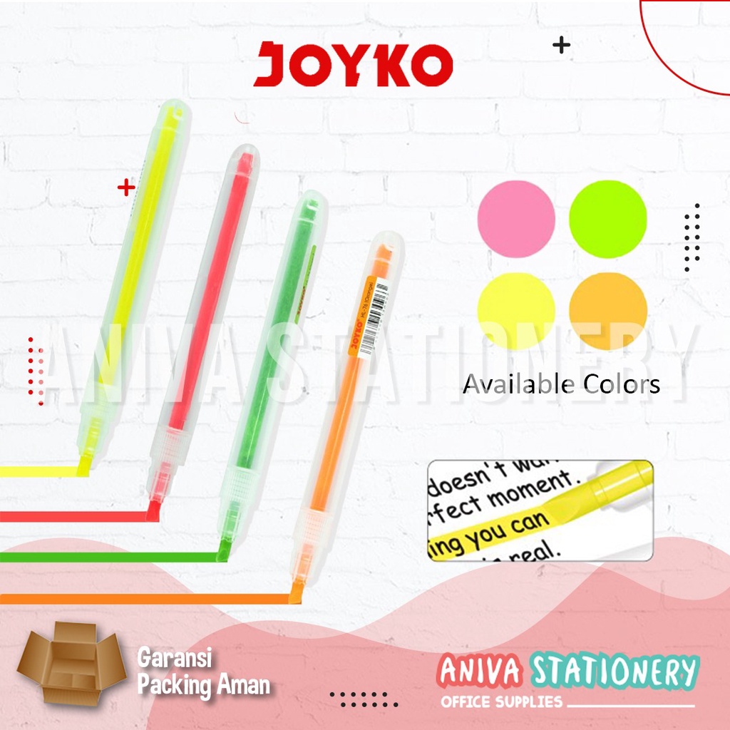 

JOYKO HIGHLIGHTER HL 73-78 NEON COLOUR PEN PENANDA TEXTLINER MODEL PEN SPIDOL