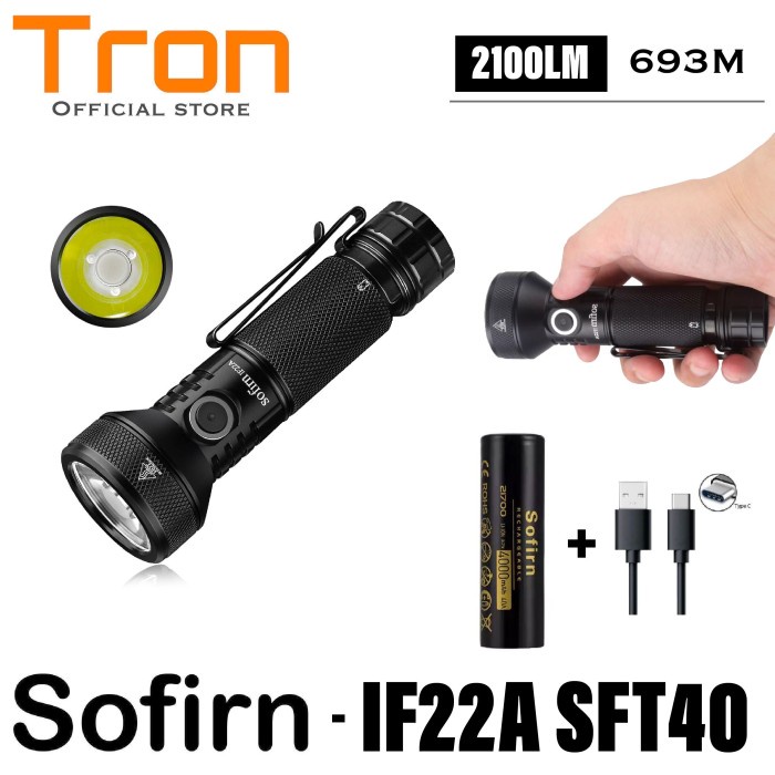 Terlaris Sofirn If22A Senter Led Sft40 2100 Lumen 630 Meter Usb-C Flashlight