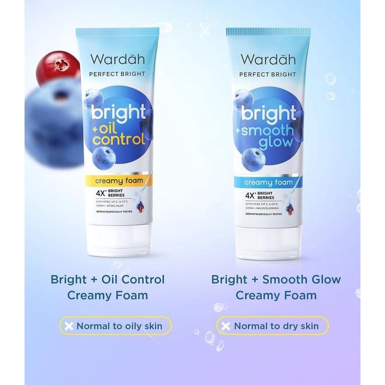 (Facial Wash) Wardah PERFECT BRIGHT Creamy Foam 100 ml / 50 ml Brightening + Smoothing/Oil Control - Kulit Normal Kering Dry / Berminyak Kombinasi Oily Skin - Sabun Cuci Muka Pembersih Pencuci Wajah Cleanser Pemcuci Face Wash Cleansing Fasial Perfek Brigh