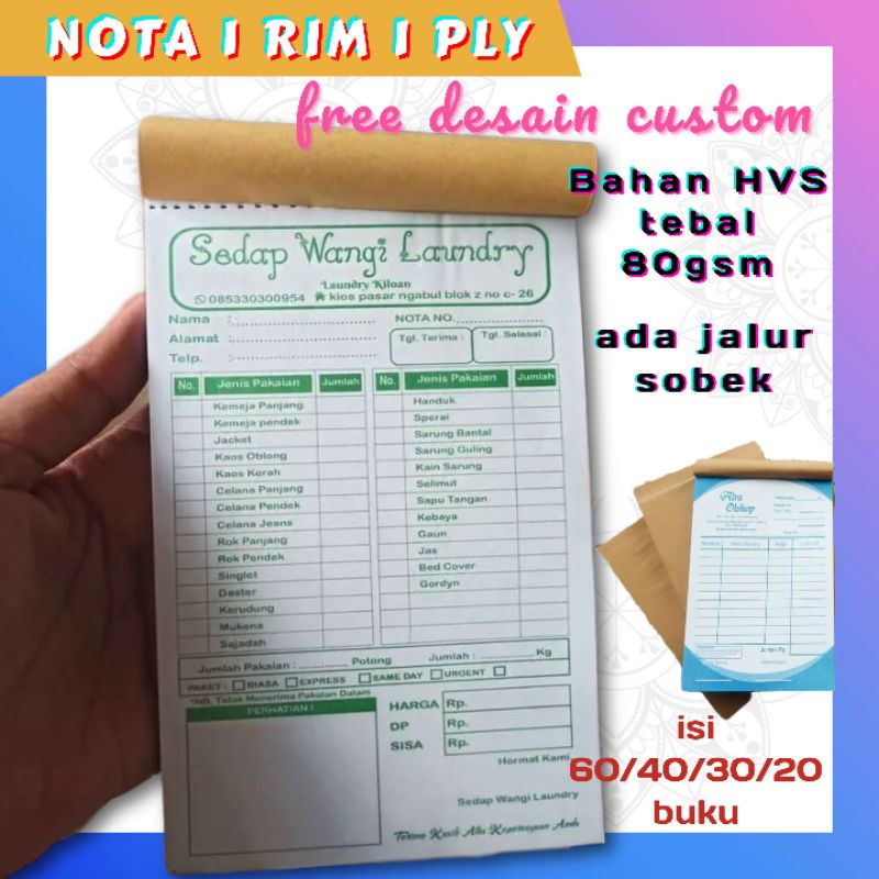 

Cetak Nota CUSTOM 1 ply / tidak rangkap