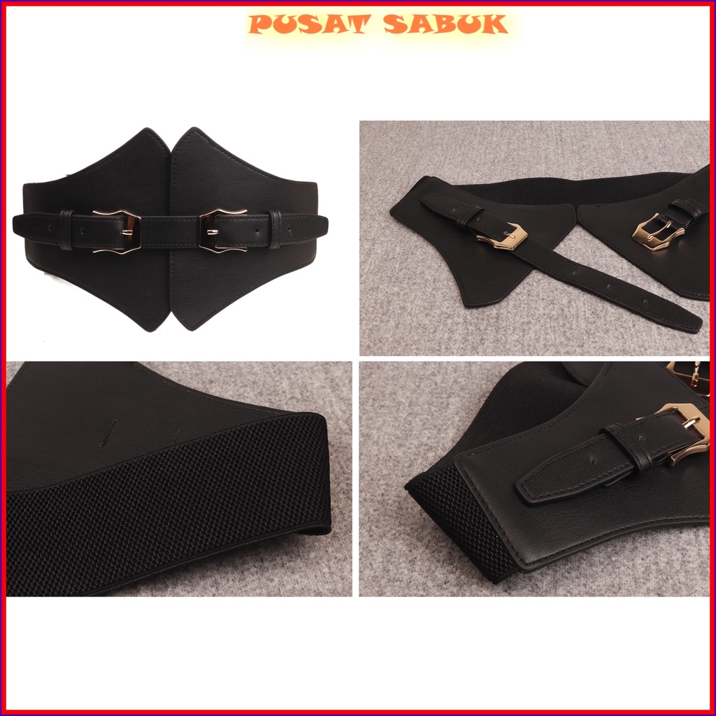 Gesper Belt Ikat Pinggang Wanita Lebar Sabuk Fashion Korset Korea Obi Cewek Gasper besar kulit Hitam Elastis Karet Kekinian Cantik Grosir Murah Model Jumbo Big Size Women Belt Hitam Krem Praktis Modis Oby Mewah Pingang Blet Karet Langsing Pesta Cm Kuat