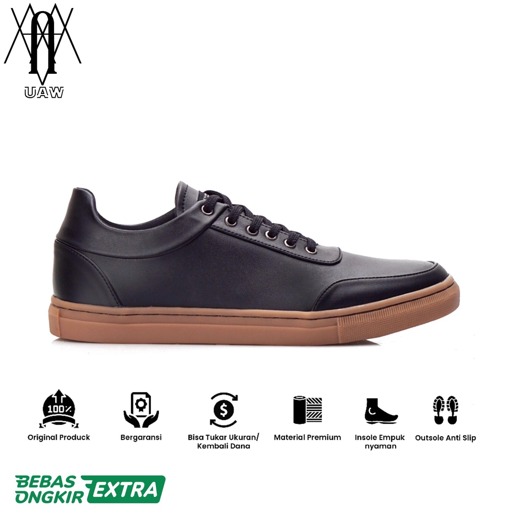 RP ORIGINAL x REYL MAN - Sepatu Travelling Pria | Sepatu Reyl Black Solid | Sepatu Sneakers Kasual