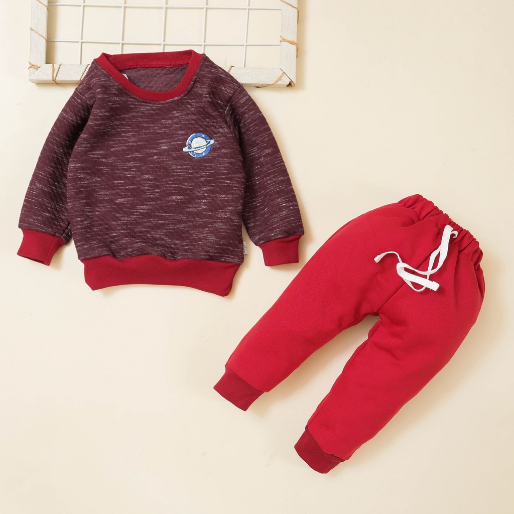 Nuna Store Setelan Baju Sweater Celana Panjang Bayi dan Anak Laki laki Perempuan Motif Sweater Saturnus Anak Unisex usia 1 - 5 Tahun