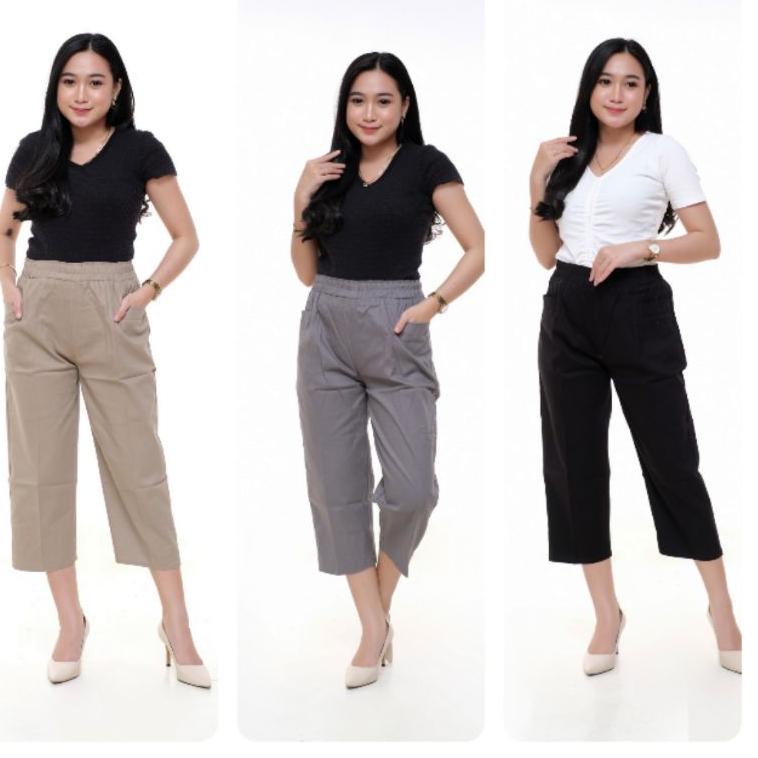 READY Celana wanita kulot korean willow pants || celana wanita korean pants 7/9 twill