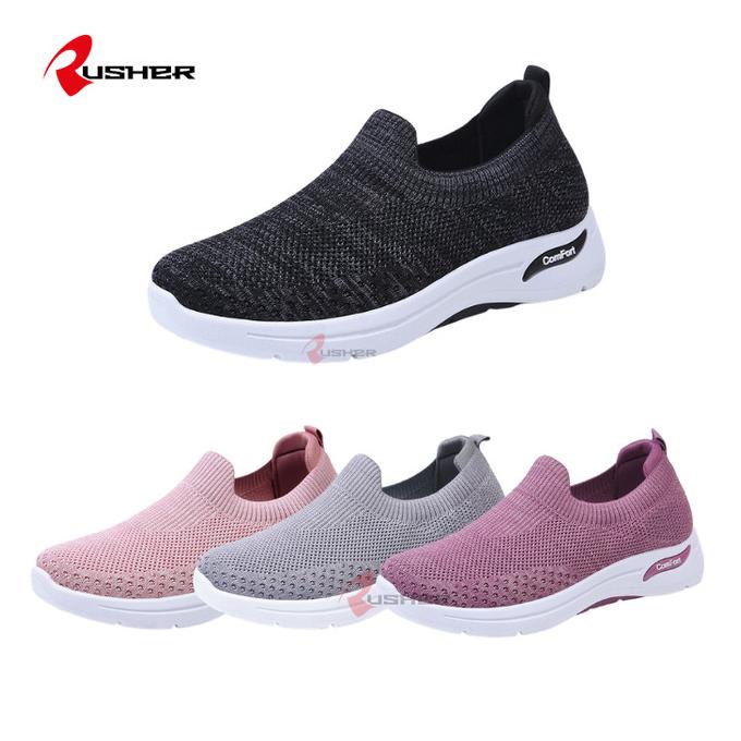 Rusher Sepatu Slip On Wanita Import Sneakers Tanpa Tali COMFORT