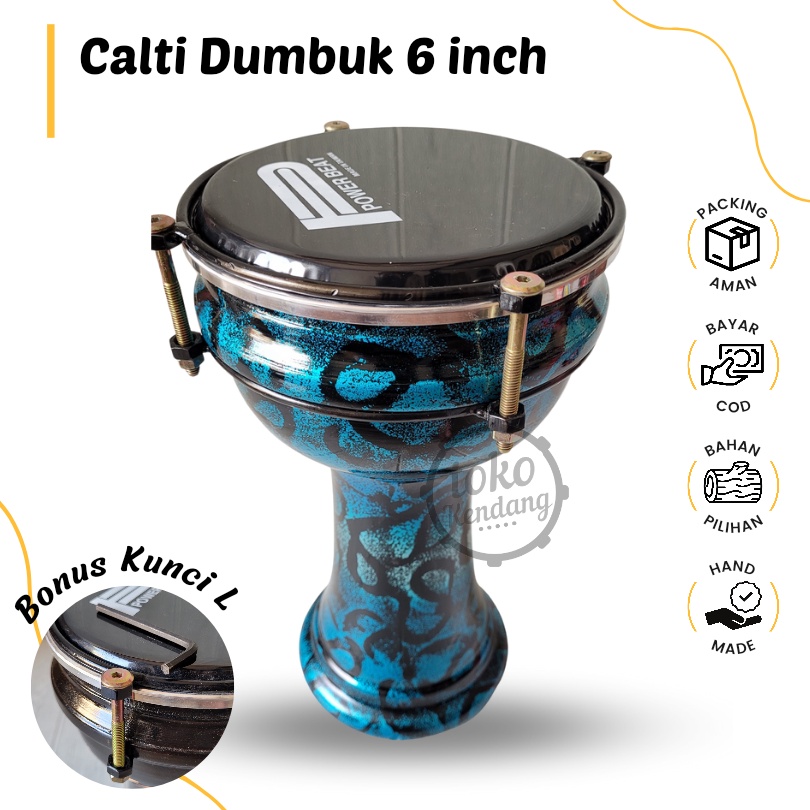 Calti Darbuka Dumbuk Anak Motif Abstrak Biru Ukuran 6 inch Termurah Kualitas Terbaik