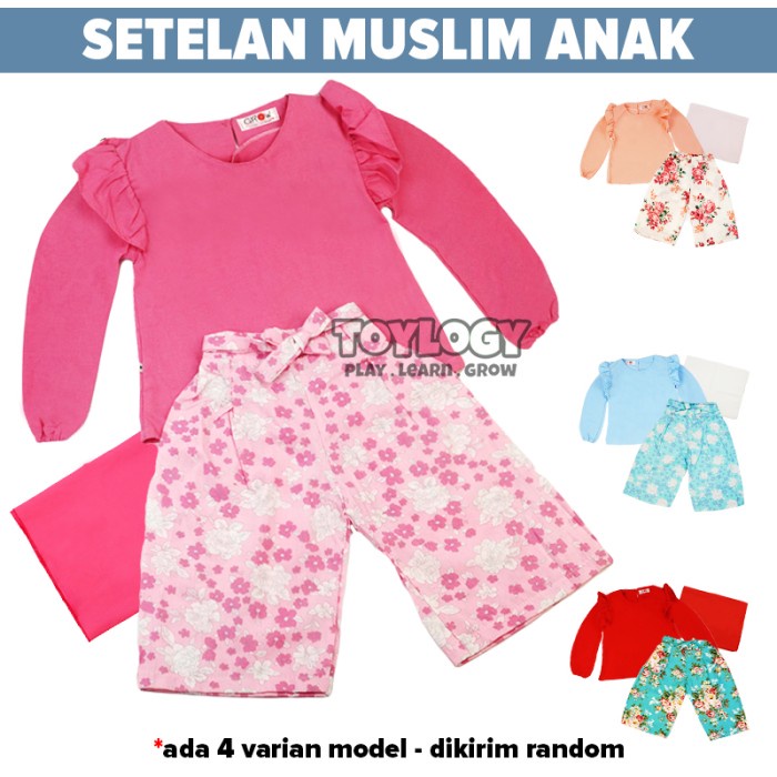 Dress Anak Baju Setelan Muslim Anak Perempuan Celana Kulot Baju Atasan Kain Katun C7B9 elegant mewah