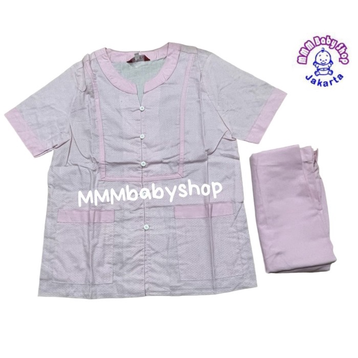 Baju Suster Baju suster Baju Pendek & Celana Panjang Seragam Suster Pink Polkadot - S(K4W8) baju ser