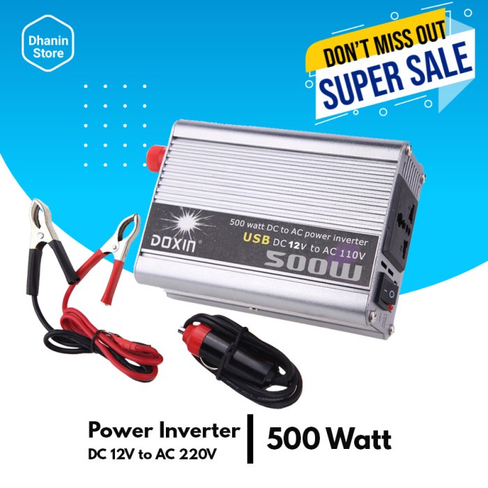 Inverter Inferter Inventer DC 12V Ke AC 220V Mini Mobil 500 Watt MSW