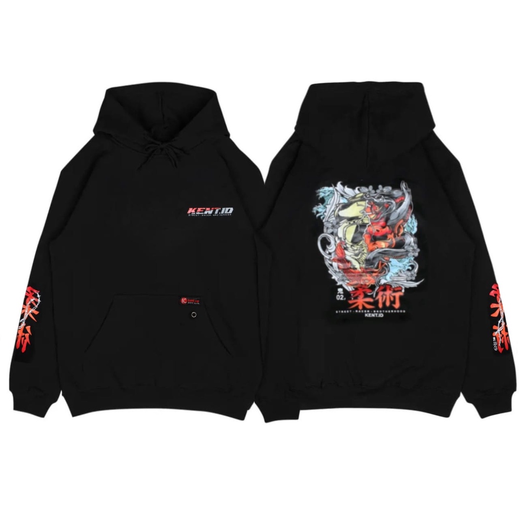 Kent Jaket Sweater Hoodie Hitam Unisex Street Kent Logo Kecil
