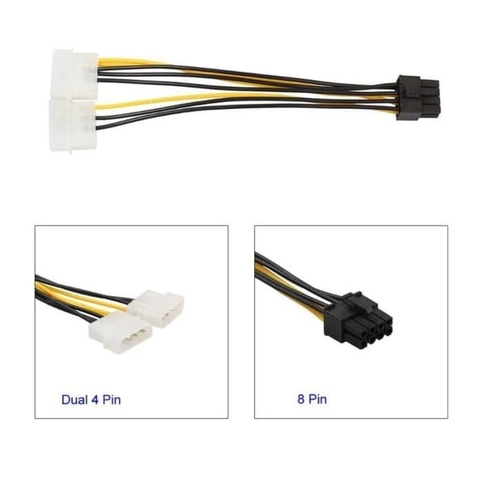 KABEL POWER VGA / ADAPTER 2 MOLEX TO 8 PIN / 8 PIN PCIE / PCI-E