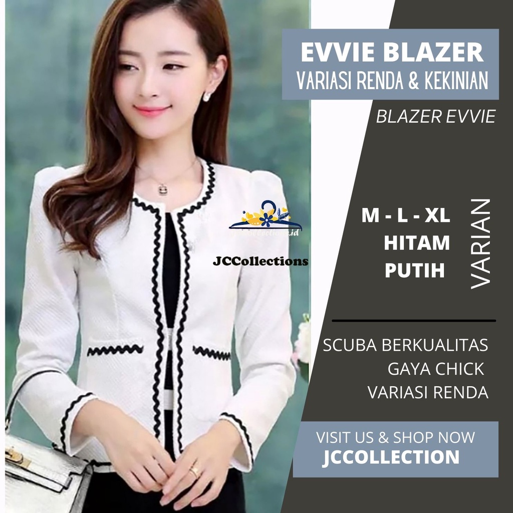 Blazer Kerja Wanita Korea Style Big Size Variasi Pita Efe size M - XL