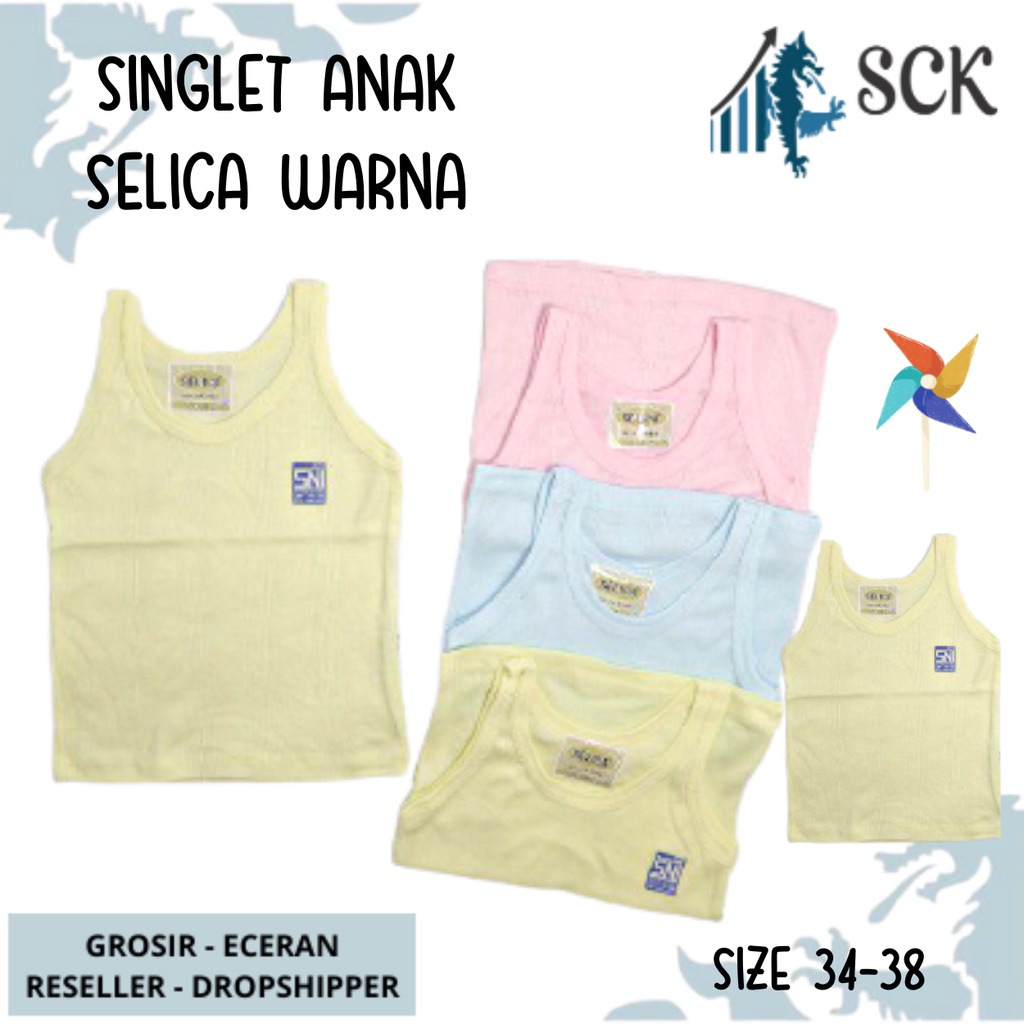 Kaos Dalam Anak SELICA Warna Warni / Singlet INACO Salur / Pakaian Dalam Katun Halus - sckmenwear GROSIR