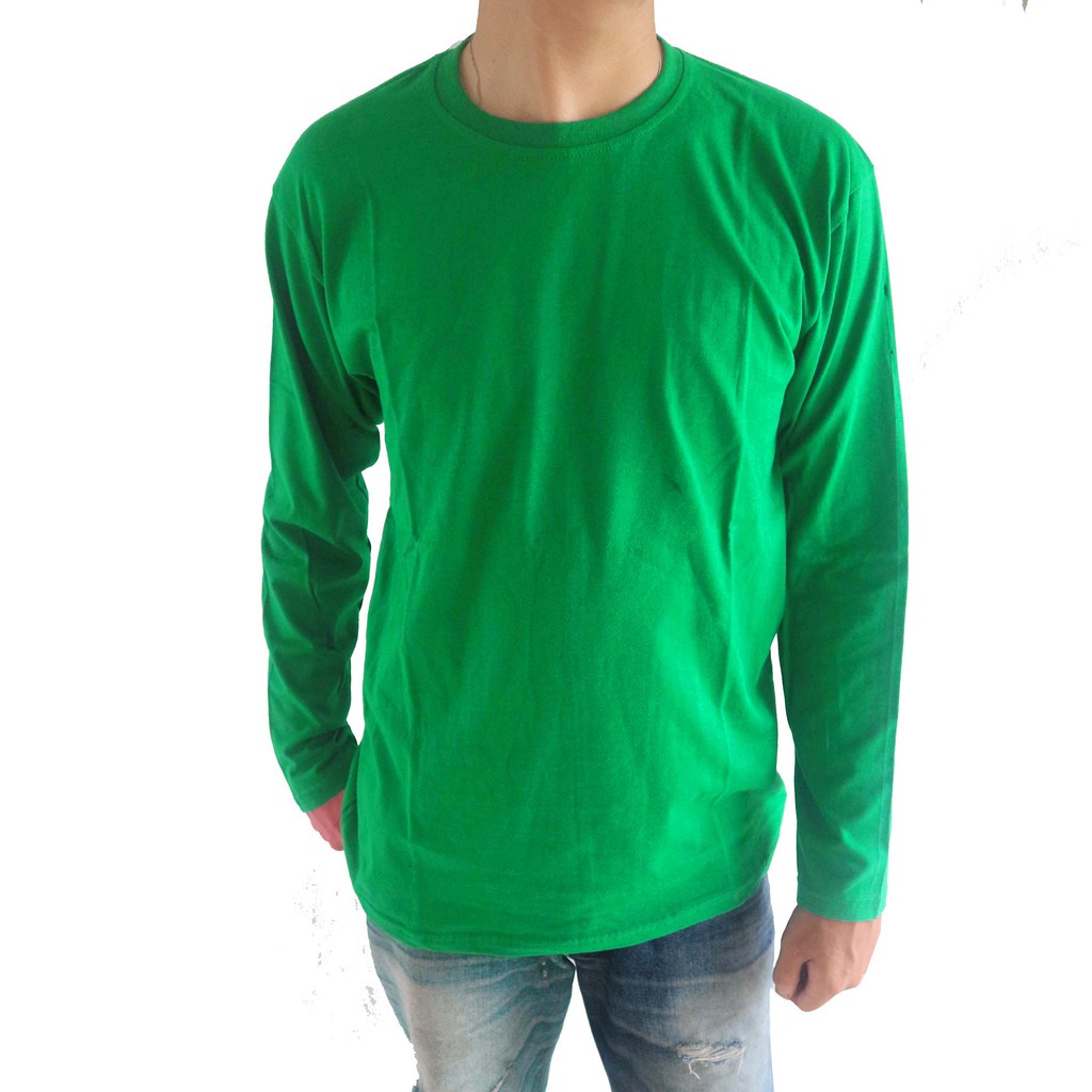 Kaos Polos Hijau Fuji Lengan Panjang Kombed 30s