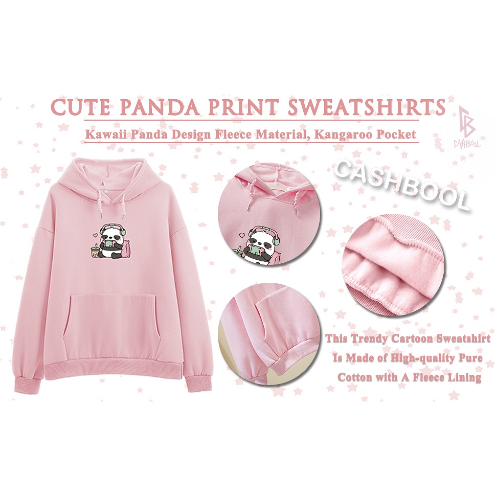 CASHBOOL CUTE PANDA HOODIE Sweatshirt  Oversize Size M-XXL ( Pria &amp; Wanita )