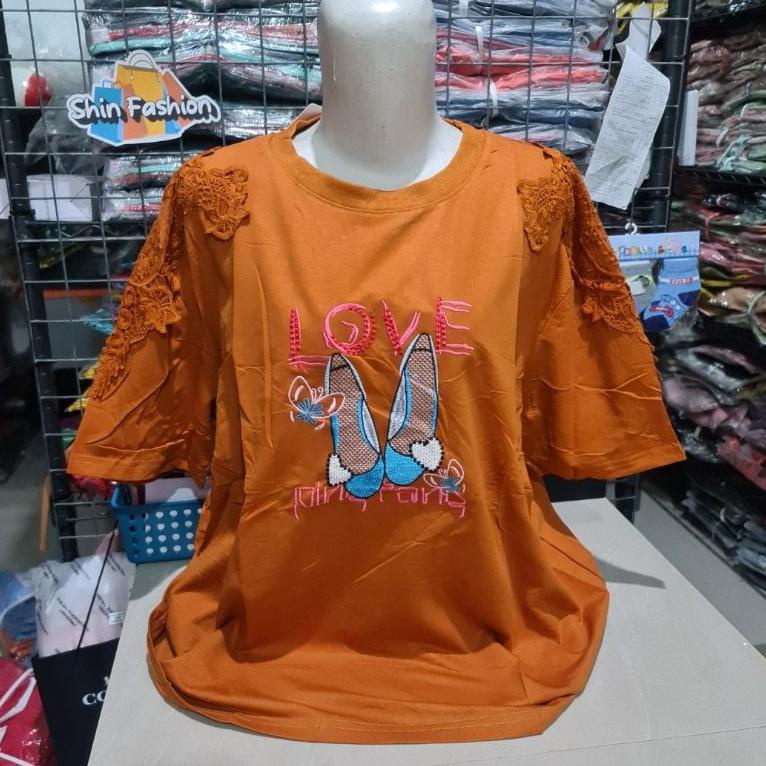 TERMURAH Kaos Lengan Pendek Import Jumbo XXXL Tiramisu Aplikasi Bordir